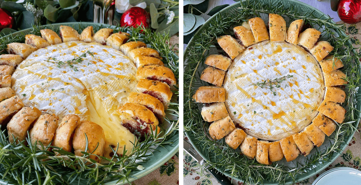 Two close ups of an XL Brie Wreath