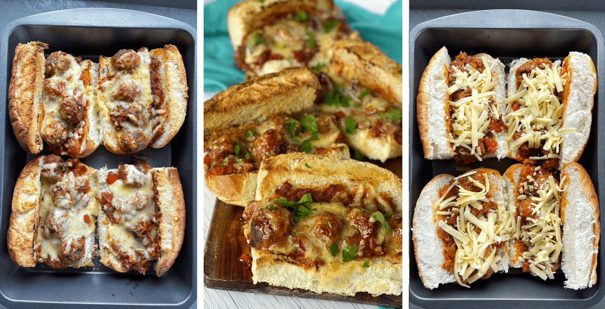 The process of making Meatball Subs