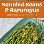 The process of making sautéed asparagus and beans.