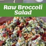 The process of making a raw broccoli salad.