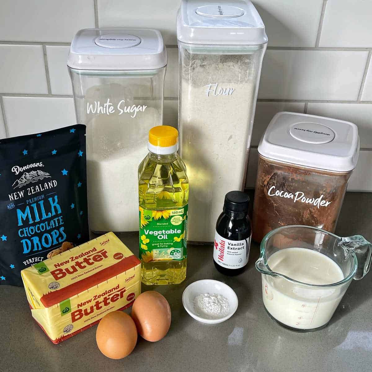 The ingredients for chocolate muffins