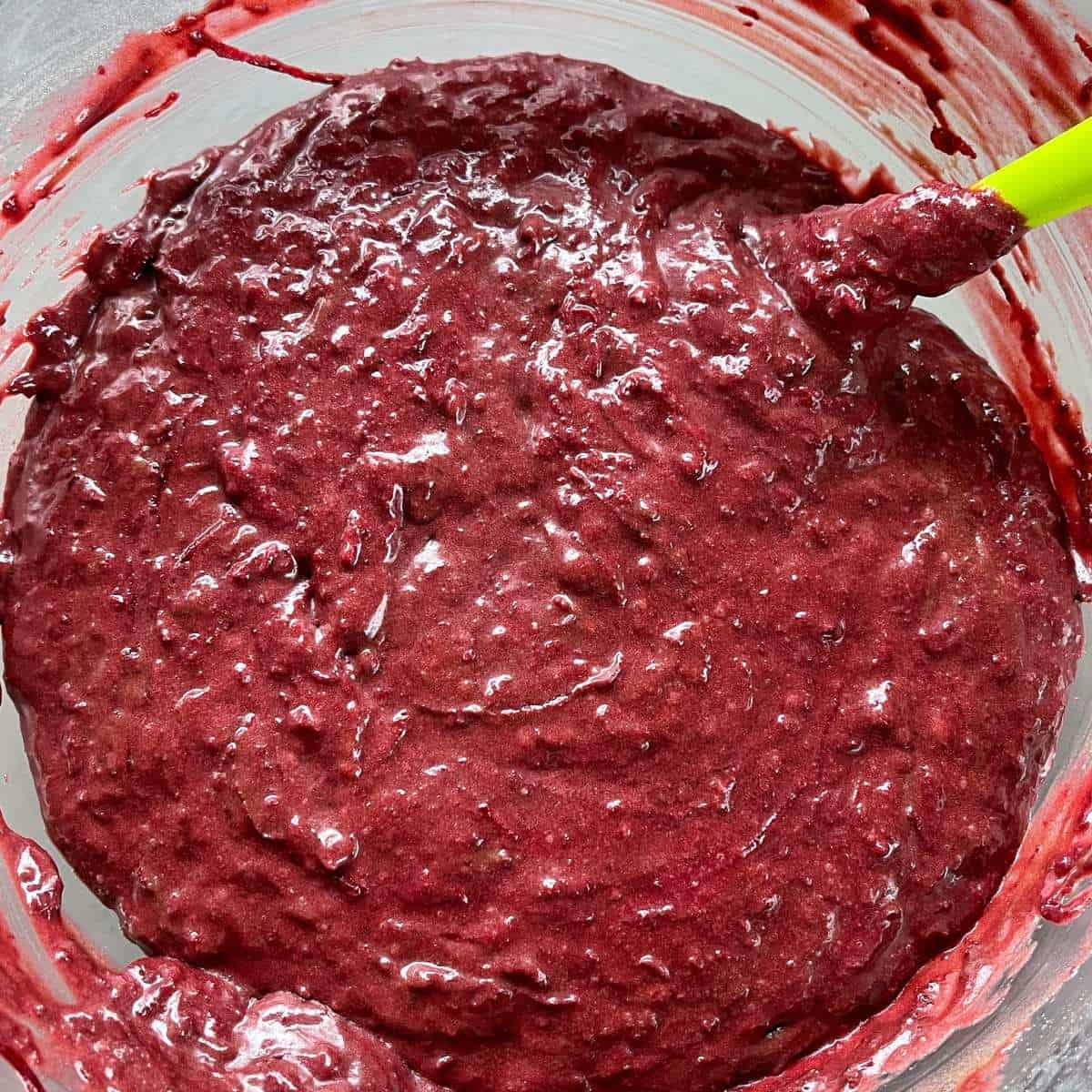 The combined grated beetroot and chocolate mixture to make Beetroot ad Chocolate Loaf.