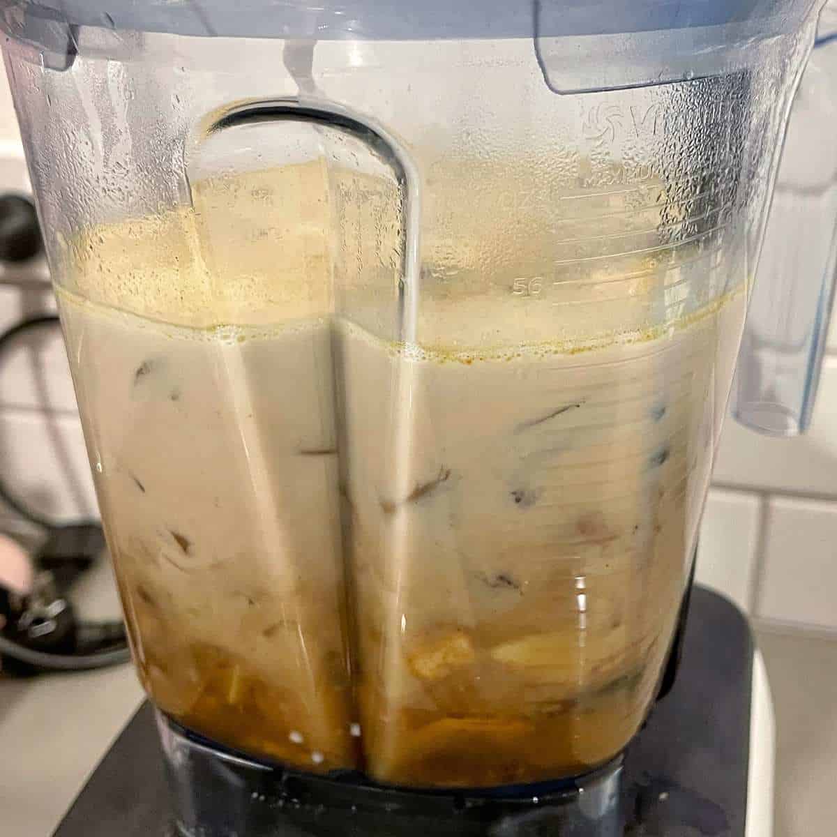 The Creamy Mushroom Soup contents before being blended smooth in a blender.