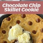 The process of making a Chocolate Chip Skillet cookie.