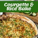 The process of making a courgette and rice bake.