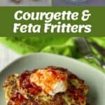 The process of making courgette and feta fritters