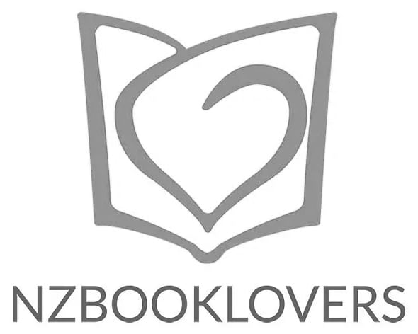 New Zealand booklovers logo in grey on a white bakground.