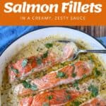 The process of making creamy salmon fillets.