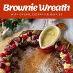 The process of making a brownie wreath.