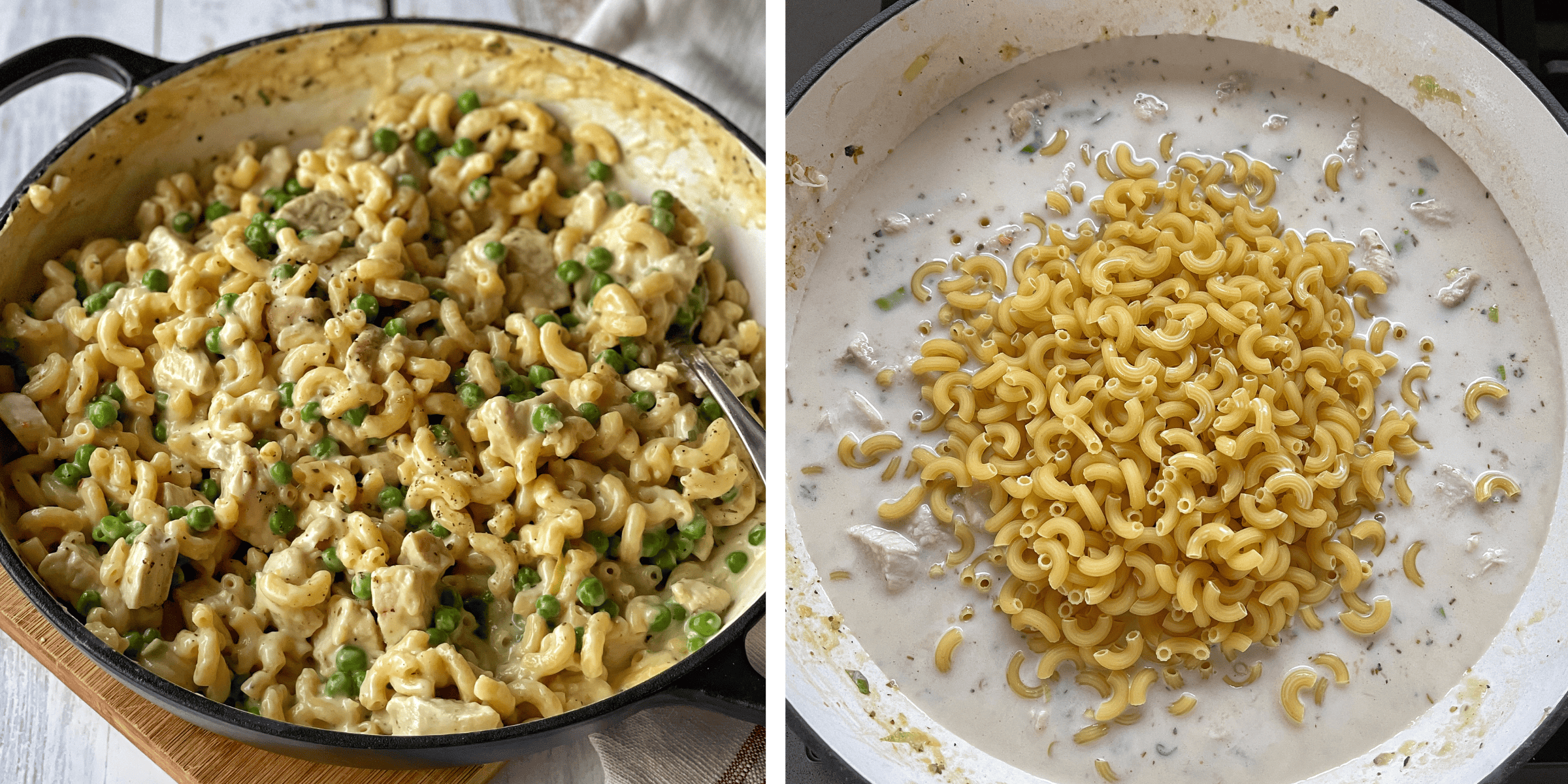 One Pot Macaroni, Chicken and Peas - VJ Cooks