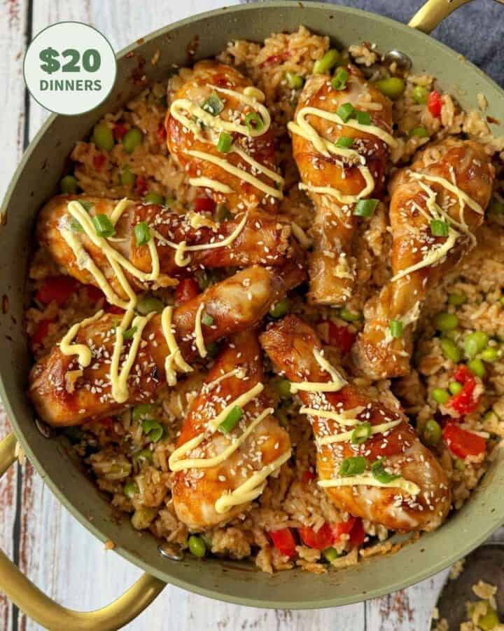 Teriyaki Chicken Drumsticks on Veggie Rice - VJ Cooks