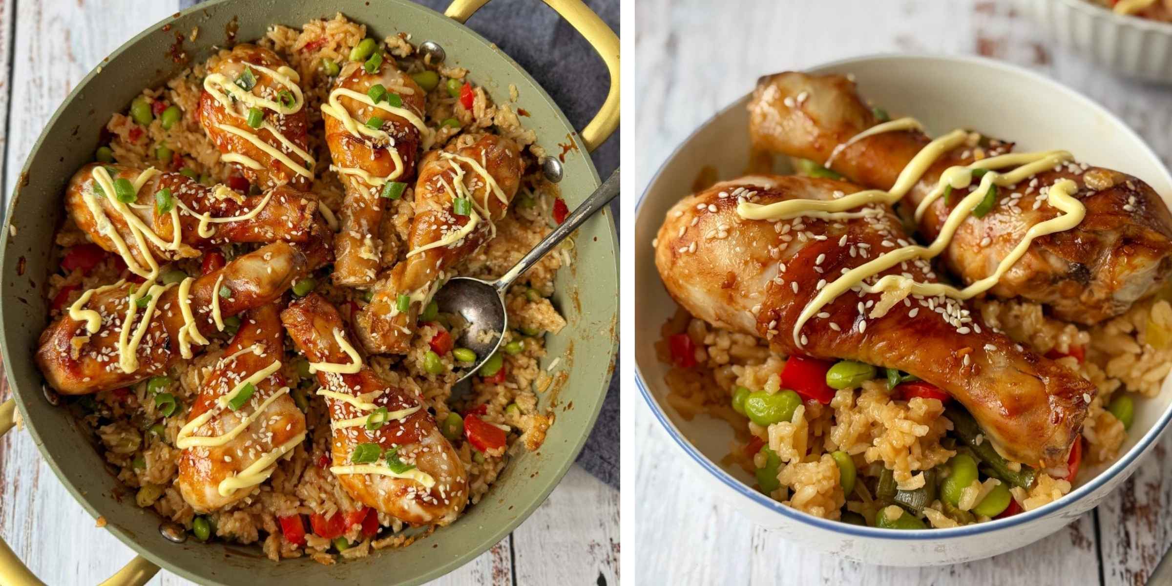 Teriyaki Chicken Drumsticks on Veggie Rice - VJ Cooks